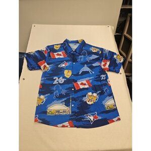 Toronto Blue Jays Shirt Button Down Gold Glove Award Canadian Flag Men XL